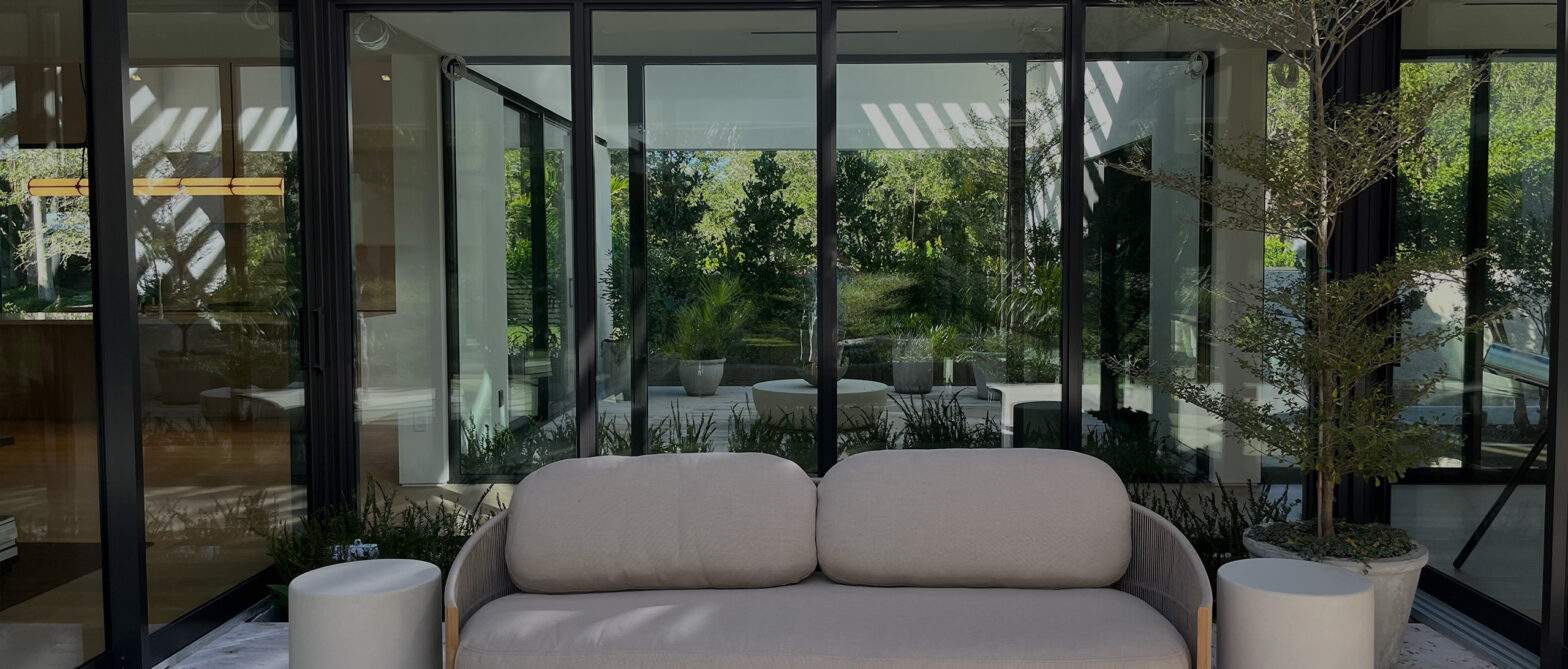 Modern outdoor patio featuring Miami impact doors