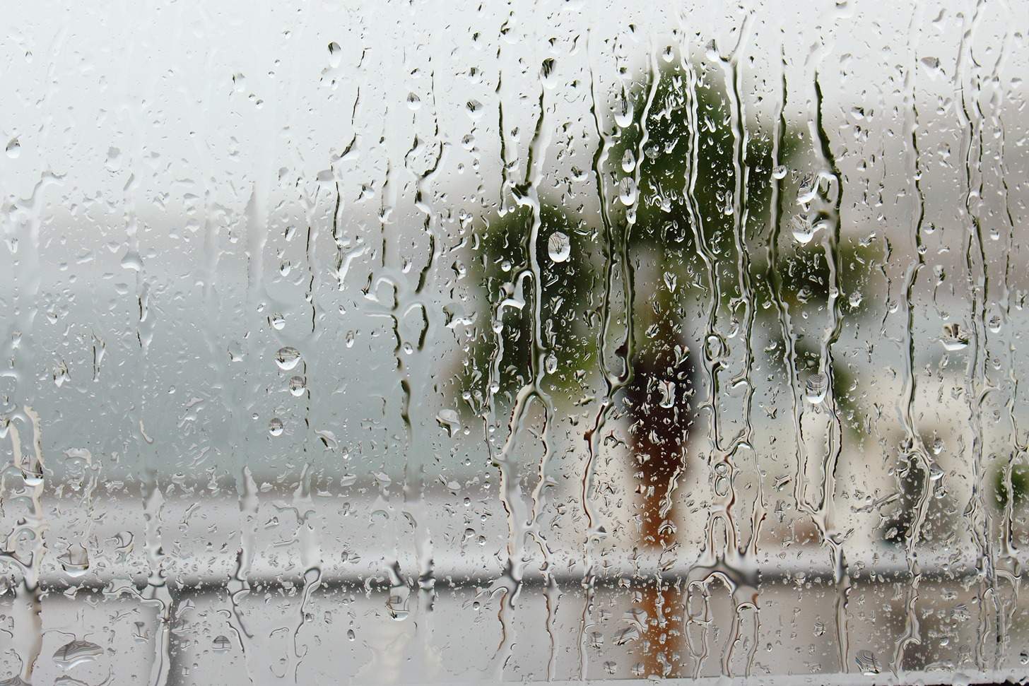 window covered with water droplets