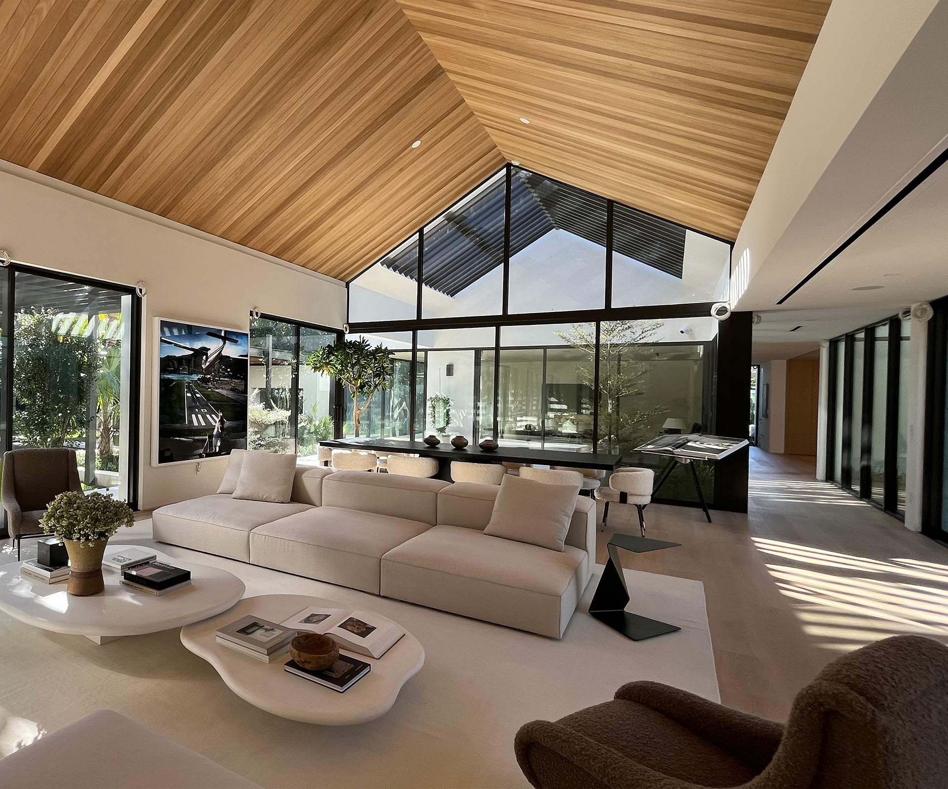 luxury living room interior with impact glass doors