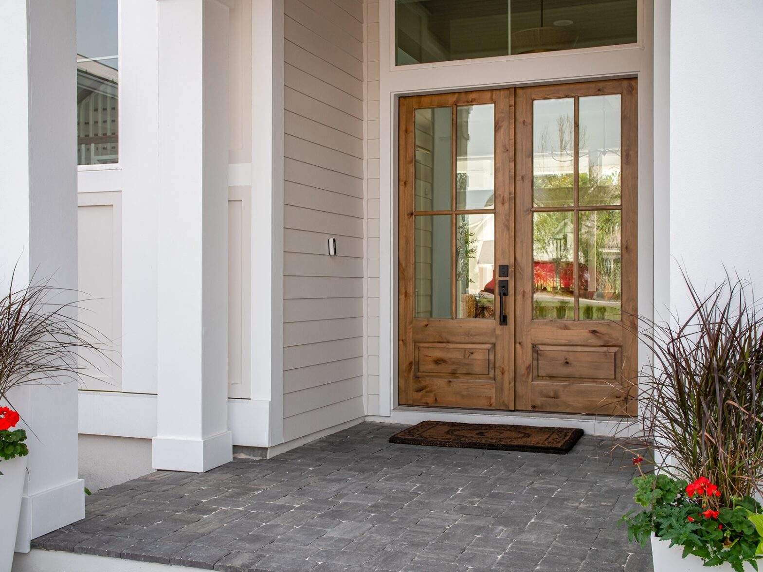Home with an impact window and door installed