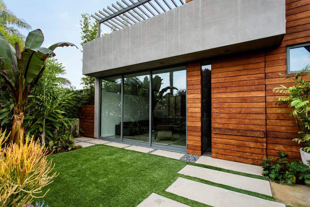 modern home with impact glass door