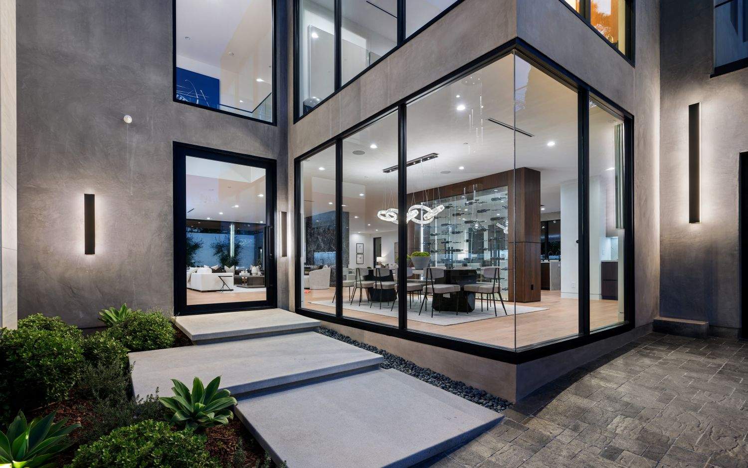 Contemporary building with impact glass windows